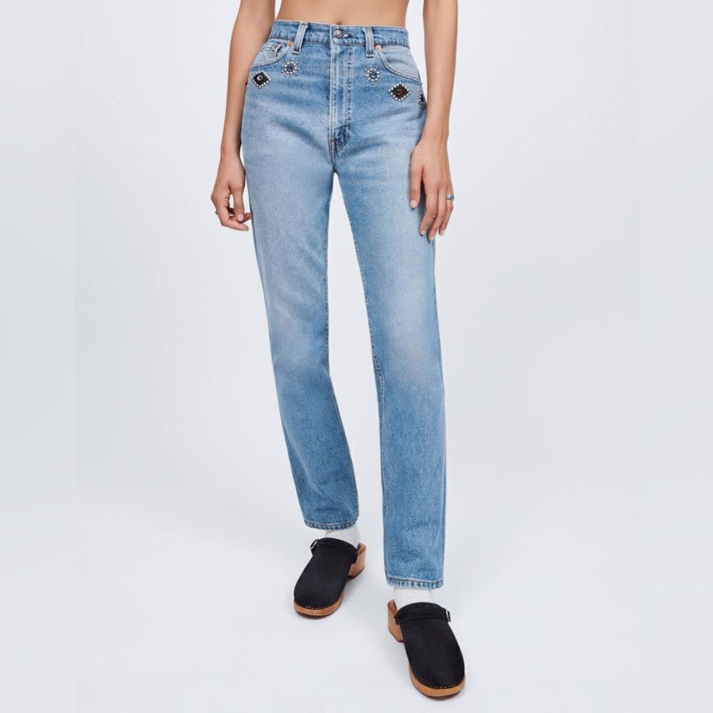 NWT REDONE LEVI'S RARE 70S STRAIGHT IN INDIGO STUD MSRP $625.00 - Picture 2 of 16
